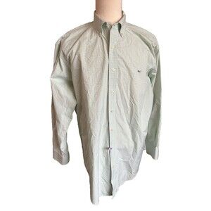 Vineyard Vines Men's XL Button Whale Shirt Long Sleeve Green White Checker CLEAN